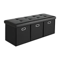 Artiss Storage Ottoman with 3 Cube Drawers Foot Stool Rest Foldable Black