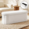 Artiss Storage Ottoman Foot Stool Rest Boucle Fabric Foldable White