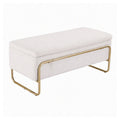 Artiss Storage Ottoman Boucle Padded Seat Footrest Hidden Storage Cream White