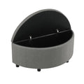 Artiss Storage Ottoman Bench Linen Fabric Tufted Half Round Footstool Grey
