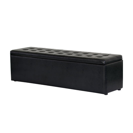 Artiss Storage Ottoman Blanket Box 140cm Black Leather