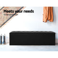 Artiss Storage Ottoman Blanket Box 140cm Black Leather