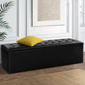 Artiss Storage Ottoman Blanket Box 140cm Black Leather