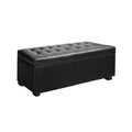 Artiss Storage Ottoman Blanket Box 97cm Black Leather