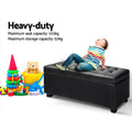 Artiss Storage Ottoman Blanket Box 97cm Black Leather