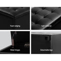 Artiss Storage Ottoman Blanket Box 97cm Black Leather
