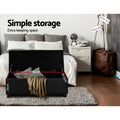 Artiss Storage Ottoman Blanket Box 97cm Black Leather