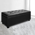 Artiss Storage Ottoman Blanket Box 97cm Black Leather