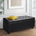 Artiss Storage Ottoman Blanket Box 97cm Black Leather
