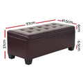 Artiss Storage Ottoman Blanket Box 97cm Brown Leather