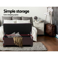Artiss Storage Ottoman Blanket Box 97cm Brown Leather