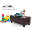 Artiss Storage Ottoman Blanket Box 97cm Brown Leather