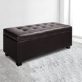 Artiss Storage Ottoman Blanket Box 97cm Brown Leather
