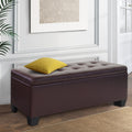 Artiss Storage Ottoman Blanket Box 97cm Brown Leather