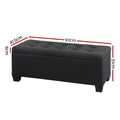 Artiss Storage Ottoman Blanket Box 97cm Black Linen