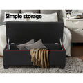 Artiss Storage Ottoman Blanket Box 97cm Black Linen