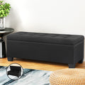 Artiss Storage Ottoman Blanket Box 97cm Black Linen