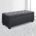 Artiss Storage Ottoman 97cm Charcoal Linen Blanket Box