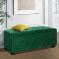 Artiss Storage Ottoman 97cm Velvet Green Blanket Box