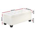 Artiss Storage Ottoman Blanket Box 97cm White Leather