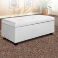 Artiss Storage Ottoman Blanket Box 97cm White Leather