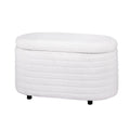 Artiss Storage Ottoman 87cm Oval Boucle Fabric Blanket Box