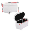 Artiss Storage Ottoman 87cm Oval Boucle Fabric Blanket Box