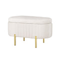 Artiss Storage Ottoman 87cm Oval Velvet Blanket Box White