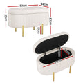 Artiss Storage Ottoman 87cm Oval Velvet Blanket Box White
