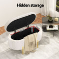 Artiss Storage Ottoman 87cm Oval Velvet Blanket Box White