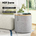 Artiss Storage Ottoman 40cm Round Grey Linen Blanket Box