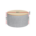 Artiss Storage Ottoman 60cm Round Linen Grey Blanket Box