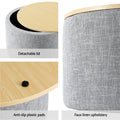 Artiss Storage Ottoman 60cm Round Linen Grey Blanket Box