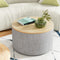 Artiss Storage Ottoman 60cm Round Linen Grey Blanket Box