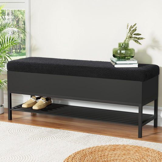 Artiss Storage Ottoman 110cm Boucle Blanket Box Shelf
