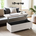 Artiss 97cm Storage Ottoman Blanket Box Velvet Taupe