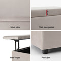 Artiss 97cm Storage Ottoman Blanket Box Velvet Taupe