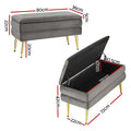 Artiss Ottoman Storage Footstool Velvet Grey