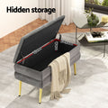 Artiss Ottoman Storage Footstool Velvet Grey