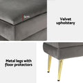 Artiss Ottoman Storage Footstool Velvet Grey