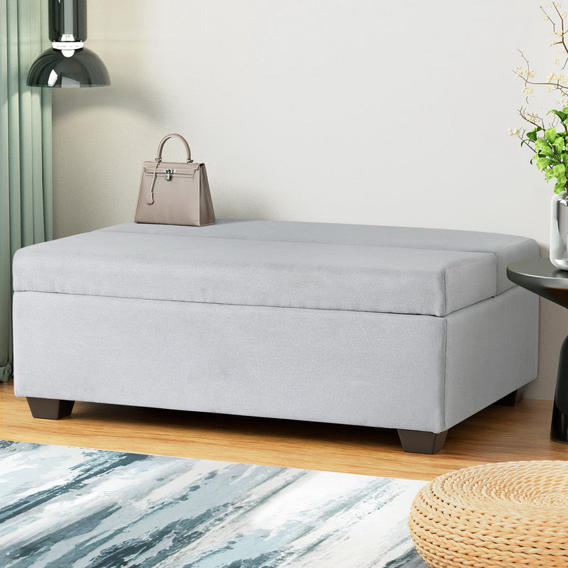 Artiss Ottoman Storage Sofa Bed 112cm Grey Foldable