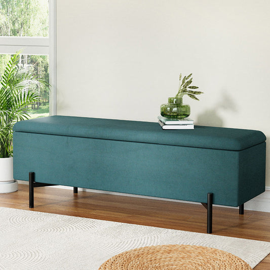 Artiss Storage Ottoman 140cm Velvet Green Blanket Box