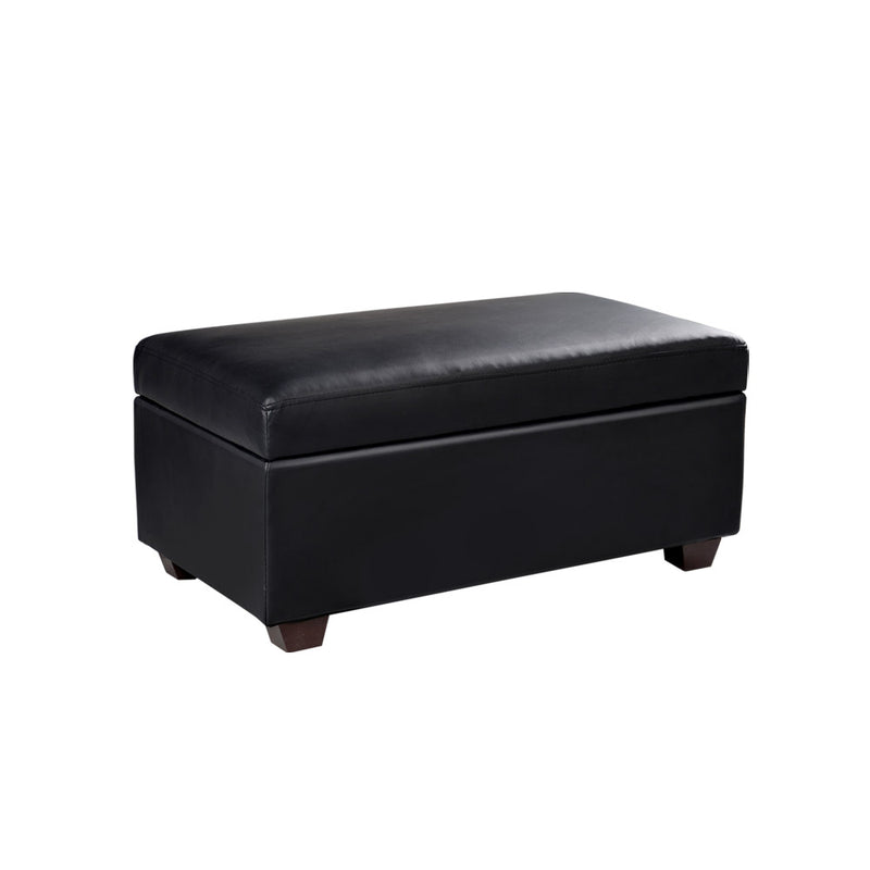 Artiss Storage Ottoman Blanket Box 80cm Black Leather