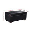 Artiss Storage Ottoman Blanket Box 80cm Black Leather