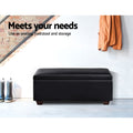 Artiss Storage Ottoman Blanket Box 80cm Black Leather