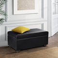 Artiss Storage Ottoman Blanket Box 80cm Black Leather
