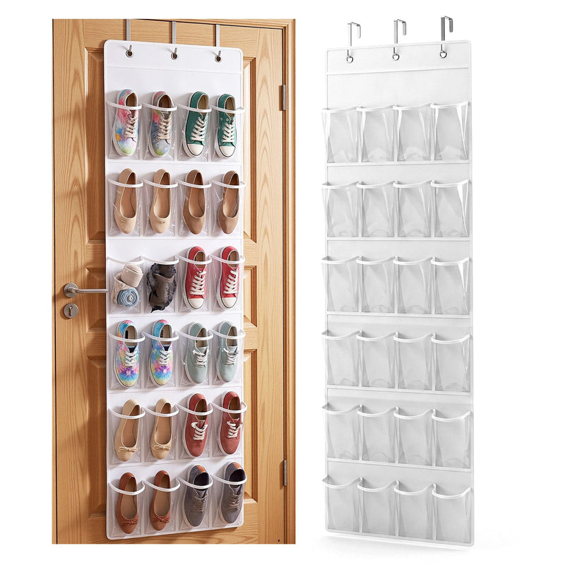 Artiss Over Door Shoe Organiser Storage X2 6-Tier Pantry Hanger 24 Pockets White