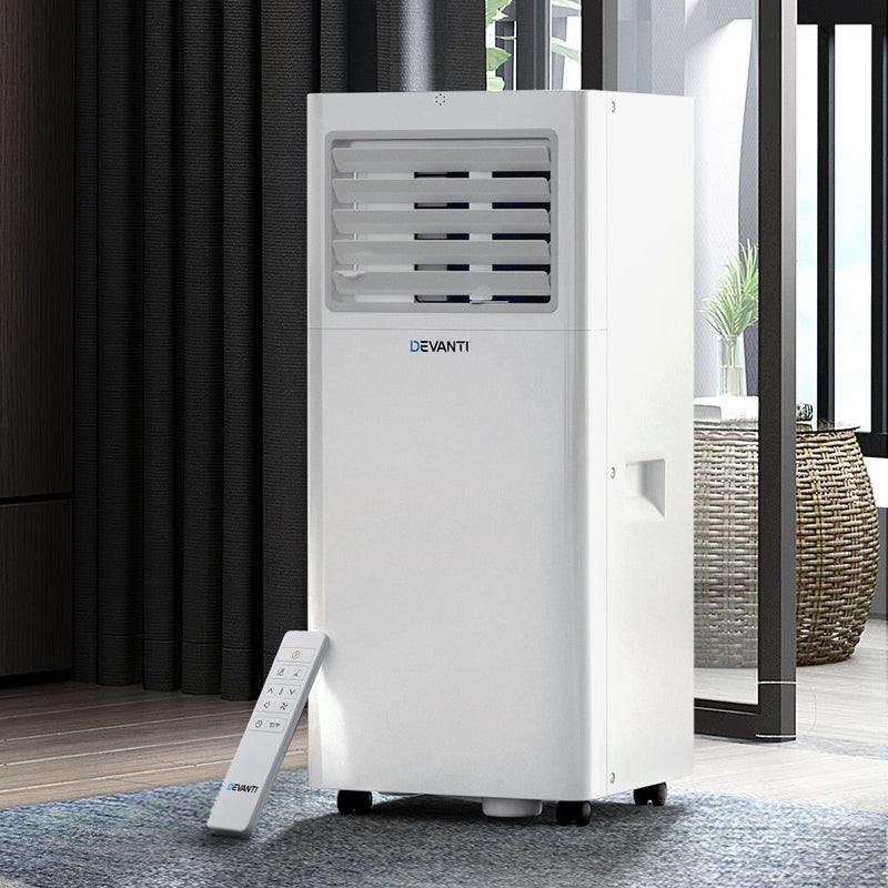 Devanti Portable Air Conditioner 7000BTU Mobile Fan Cooler Dehumidifier