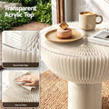 Artiss Paper End Table Honeycomb Coffee Table Foldable Round Bedside Side Table White 40x55cm