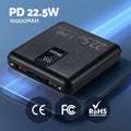 10000mAh Power Bank PD22.5W Quick Charge Black Phone Charger